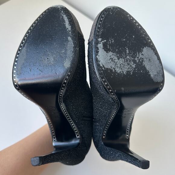 Chanel Black CC Sparkle Glitter Cap Toe Platform Short Boots IT 39 - Picture 13 of 15